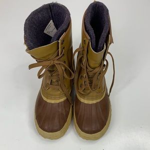 Sorel Premium Kaufman Boots Brown Insulated Rubber Winter LaceUp WOS 9